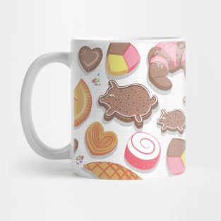 Mexican Sweet Bakery Frenzy // pattern // white background pastel colors pan dulce Mug